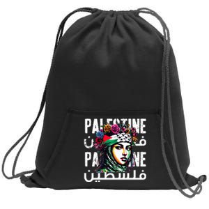 A Palestinian Girl Wearing A Palestinian Bandana Palestine  Sweatshirt Cinch Pack Bag