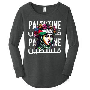 A Palestinian Girl Wearing A Palestinian Bandana Palestine  Women's Perfect Tri Tunic Long Sleeve Shirt