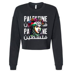 A Palestinian Girl Wearing A Palestinian Bandana Palestine  Cropped Pullover Crew