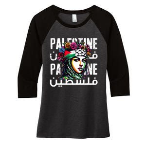 A Palestinian Girl Wearing A Palestinian Bandana Palestine  Women's Tri-Blend 3/4-Sleeve Raglan Shirt