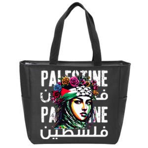 A Palestinian Girl Wearing A Palestinian Bandana Palestine  Zip Tote Bag