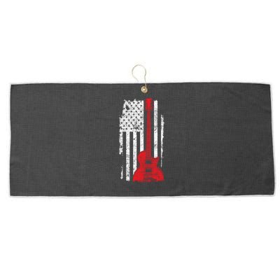 American Pride Guitarist USA Flag Guitar Large Microfiber Waffle Golf Towel