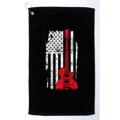 American Pride Guitarist USA Flag Guitar Platinum Collection Golf Towel