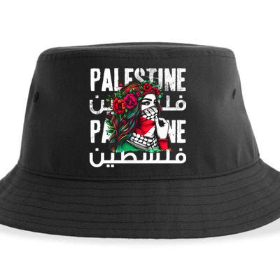 A Palestinian Girl With A Palestinian Bandana Palestine Sustainable Bucket Hat