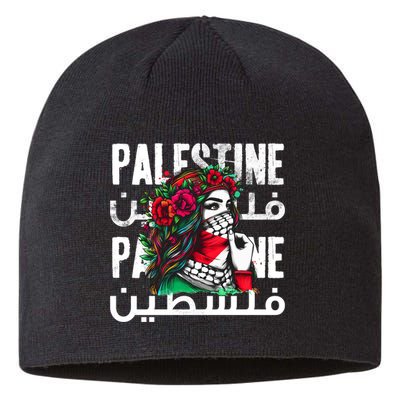 A Palestinian Girl With A Palestinian Bandana Palestine Sustainable Beanie