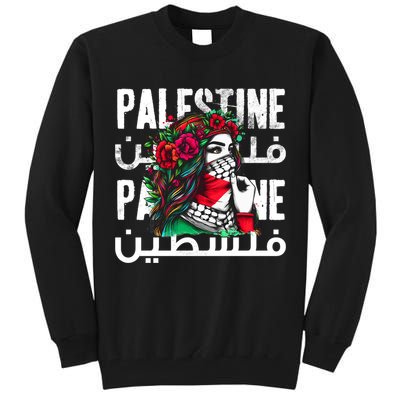 A Palestinian Girl With A Palestinian Bandana Palestine Tall Sweatshirt