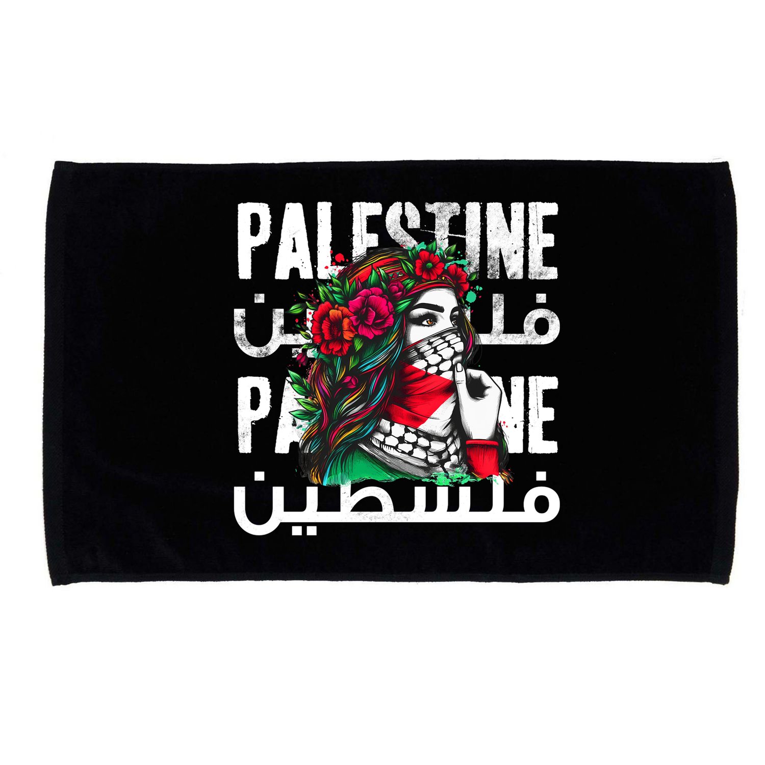 A Palestinian Girl With A Palestinian Bandana Palestine Microfiber Hand Towel