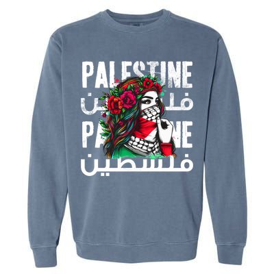A Palestinian Girl With A Palestinian Bandana Palestine Garment-Dyed Sweatshirt
