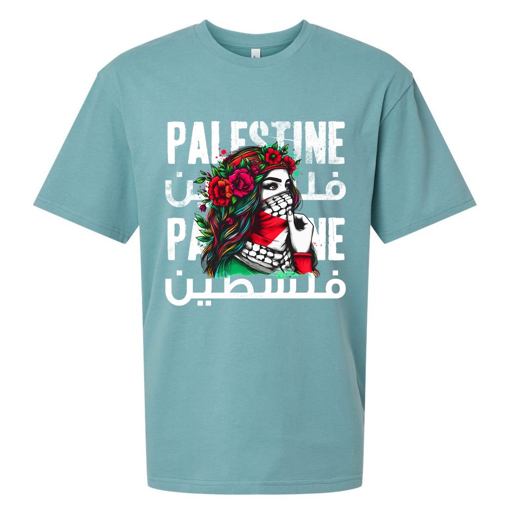 A Palestinian Girl With A Palestinian Bandana Palestine Sueded Cloud Jersey T-Shirt