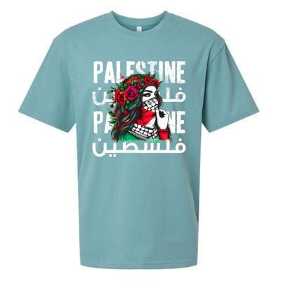 A Palestinian Girl With A Palestinian Bandana Palestine Sueded Cloud Jersey T-Shirt