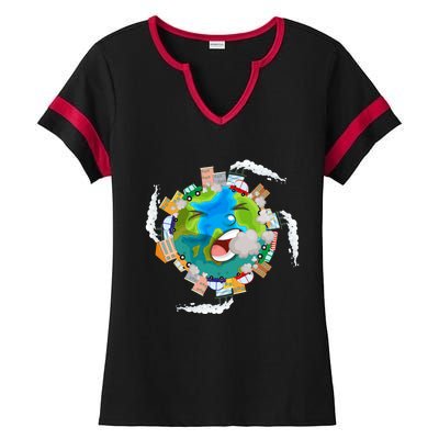 Air Pollution Global Warming Renewable Energy Gift Ladies Halftime Notch Neck Tee