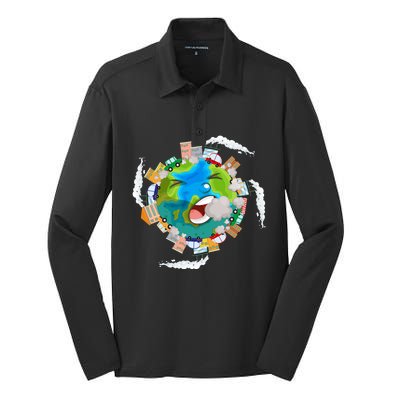 Air Pollution Global Warming Renewable Energy Gift Silk Touch Performance Long Sleeve Polo