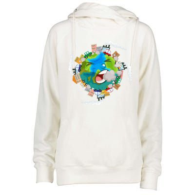 Air Pollution Global Warming Renewable Energy Gift Womens Funnel Neck Pullover Hood