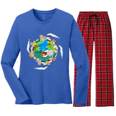 Air Pollution Global Warming Renewable Energy Gift Women's Long Sleeve Flannel Pajama Set 