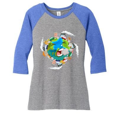 Air Pollution Global Warming Renewable Energy Gift Women's Tri-Blend 3/4-Sleeve Raglan Shirt