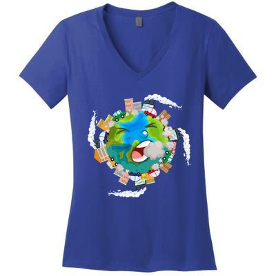 Air Pollution Global Warming Renewable Energy Gift Women's V-Neck T-Shirt