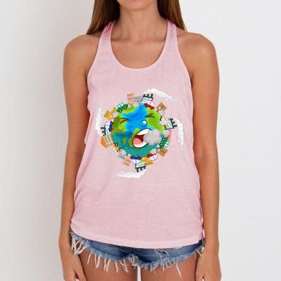 Air Pollution Global Warming Renewable Energy Gift Women's Knotted Racerback Tank