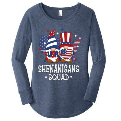 American Patriotic Gnomes Shenanigans Squad Fourth Of July Gift Women's Perfect Tri Tunic Long Sleeve Shirt