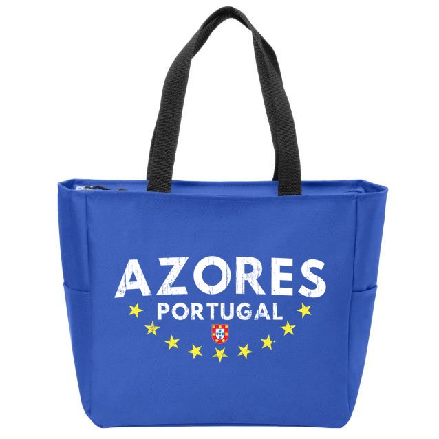 Azores Portugal Gift Distressed Souvenir Vacation Azorean Funny Gift Zip Tote Bag