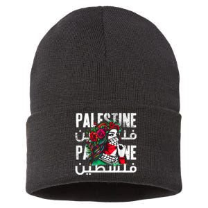 A Palestinian Girl Wearing A Palestinian Bandana Palestine Sustainable Knit Beanie