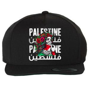 A Palestinian Girl Wearing A Palestinian Bandana Palestine Wool Snapback Cap