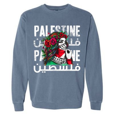 A Palestinian Girl Wearing A Palestinian Bandana Palestine Garment-Dyed Sweatshirt