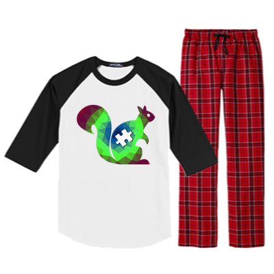 Autism Puzzle Gifts With Squirrel Raglan Sleeve Pajama Set