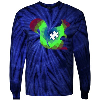 Autism Puzzle Gifts With Squirrel Tie-Dye Long Sleeve Shirt