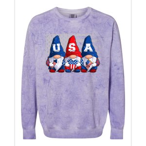 American Patriotic Gnomes Usa 4th Of July Meaningful Gift Colorblast Crewneck Sweatshirt