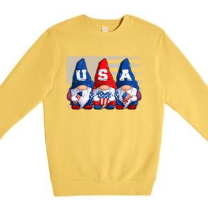 American Patriotic Gnomes Usa 4th Of July Meaningful Gift Premium Crewneck Sweatshirt