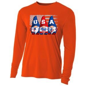 American Patriotic Gnomes Usa 4th Of July Meaningful Gift Cooling Performance Long Sleeve Crew