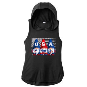 American Patriotic Gnomes Usa 4th Of July Meaningful Gift Ladies PosiCharge Tri-Blend Wicking Draft Hoodie Tank