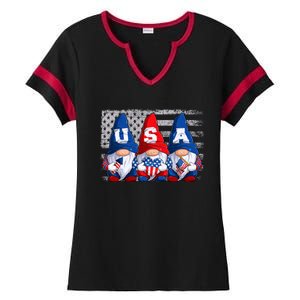 American Patriotic Gnomes Usa 4th Of July Meaningful Gift Ladies Halftime Notch Neck Tee