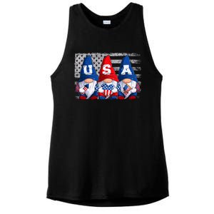 American Patriotic Gnomes Usa 4th Of July Meaningful Gift Ladies PosiCharge Tri-Blend Wicking Tank