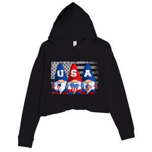 American Patriotic Gnomes Usa 4th Of July Meaningful Gift Crop Fleece Hoodie