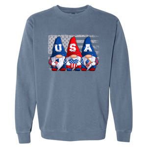 American Patriotic Gnomes Usa 4th Of July Meaningful Gift Garment-Dyed Sweatshirt