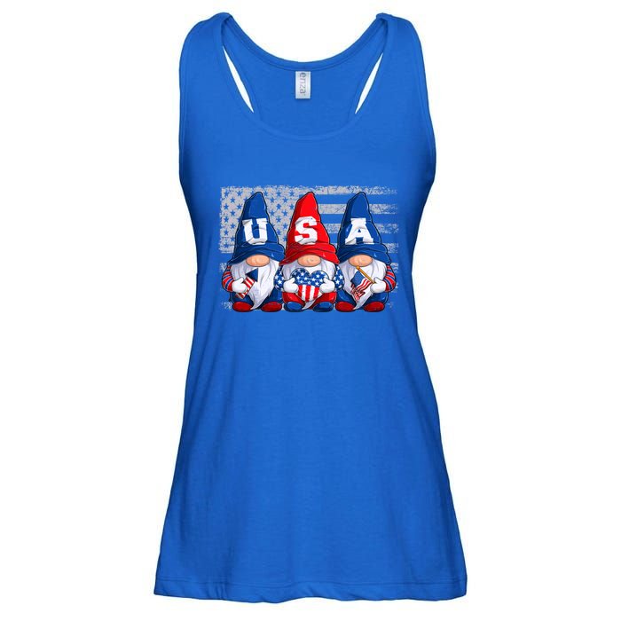 American Patriotic Gnomes Usa 4th Of July Meaningful Gift Ladies Essential Flowy Tank