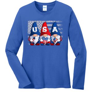 American Patriotic Gnomes Usa 4th Of July Meaningful Gift Ladies Long Sleeve Shirt