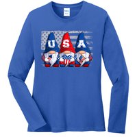 American Patriotic Gnomes Usa 4th Of July Meaningful Gift Ladies Long Sleeve Shirt