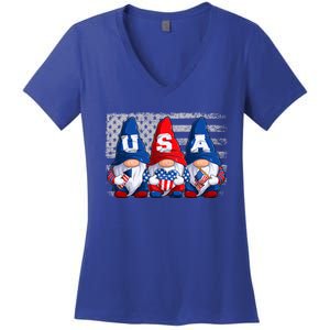 American Patriotic Gnomes Usa 4th Of July Meaningful Gift Women's V-Neck T-Shirt