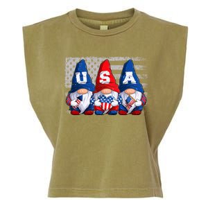 American Patriotic Gnomes Usa 4th Of July Meaningful Gift Garment-Dyed Women's Muscle Tee