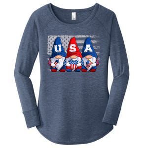 American Patriotic Gnomes Usa 4th Of July Meaningful Gift Women's Perfect Tri Tunic Long Sleeve Shirt