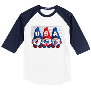 American Patriotic Gnomes Usa 4th Of July Meaningful Gift Baseball Sleeve Shirt