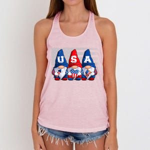 American Patriotic Gnomes Usa 4th Of July Meaningful Gift Women's Knotted Racerback Tank