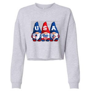 American Patriotic Gnomes Usa 4th Of July Meaningful Gift Cropped Pullover Crew