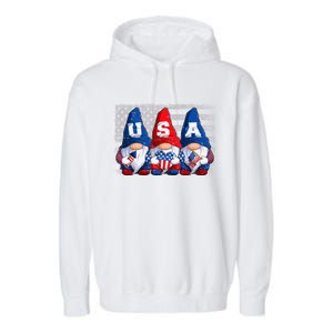 American Patriotic Gnomes Usa 4th Of July Meaningful Gift Garment-Dyed Fleece Hoodie