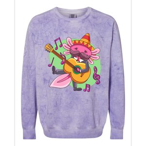 Axolotl Playing Guitar Colorblast Crewneck Sweatshirt