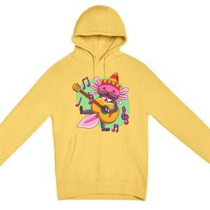 Axolotl Playing Guitar Premium Pullover Hoodie