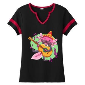 Axolotl Playing Guitar Ladies Halftime Notch Neck Tee