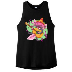 Axolotl Playing Guitar Ladies PosiCharge Tri-Blend Wicking Tank